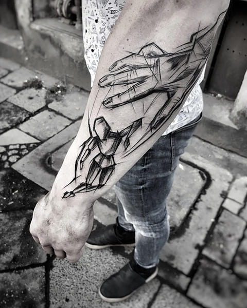 Tetovací loutkář na ruce