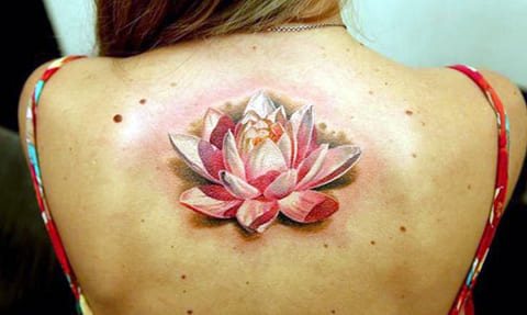 Tatuaggio ninfea sulla schiena