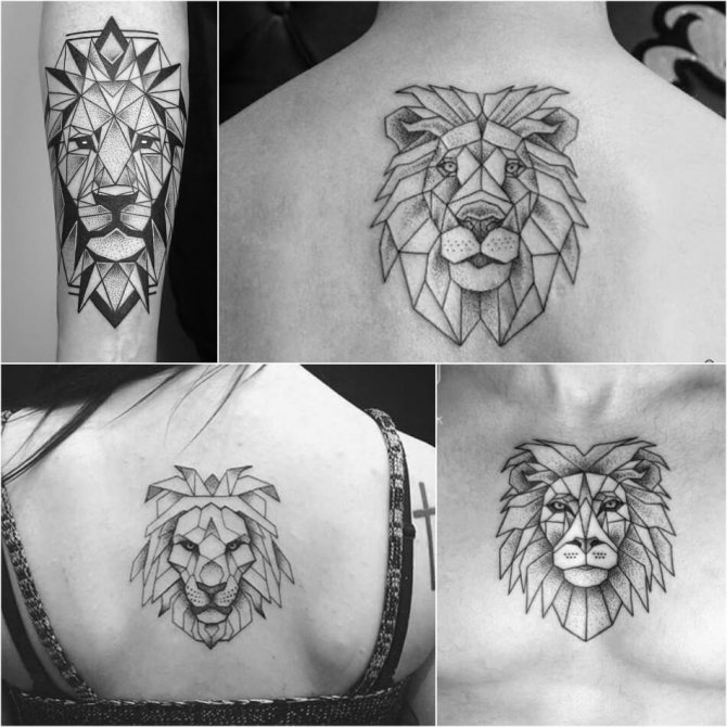 Tattoo Lion - Geometrisk løve tatovering - Geometrisk løve tatovering