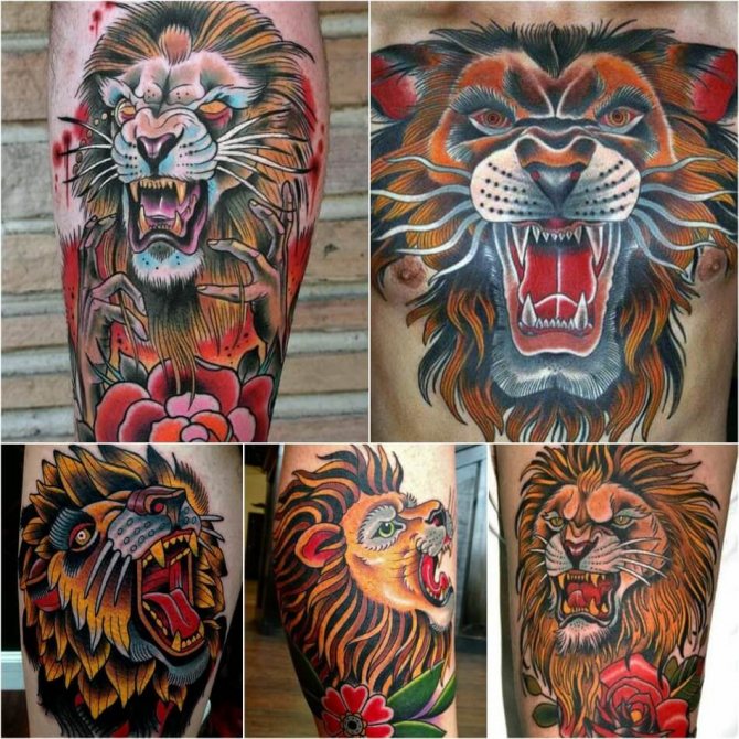 Oroszlán tetoválás - Régi stílusú oroszlán tetoválás - Régi stílusú oroszlán tetoválás
