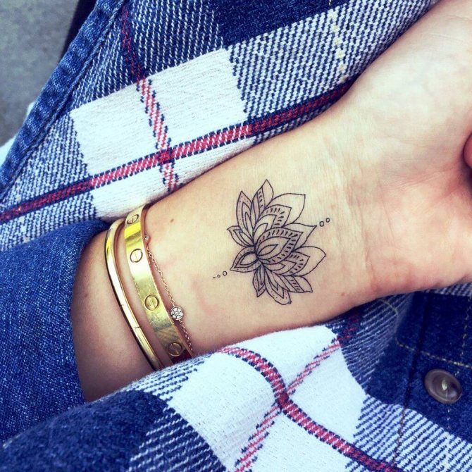 lotus tatovering på håndleddet