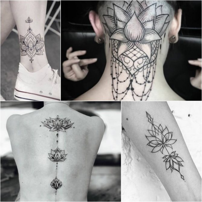 Tetoválás Lotus - Tetoválás fekete és fehér Lotus