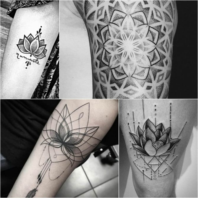 Tetovējums Lotus - Tetovējums Lotus Dotwork - Tetovējums Dotwork Lotus