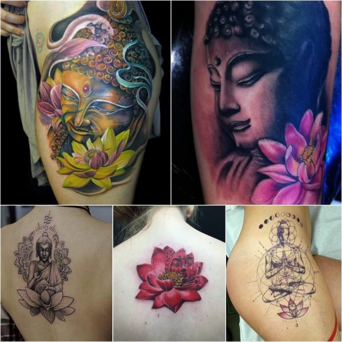 莲花纹身 - 莲花和佛像纹身 - 莲花和佛像纹身