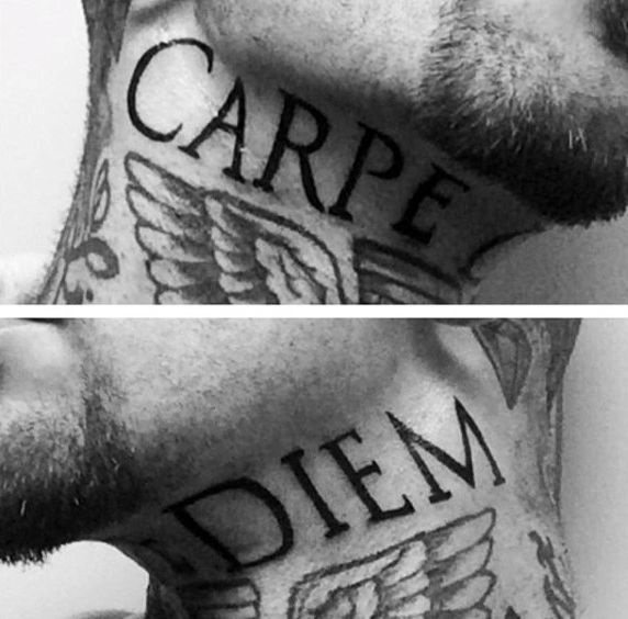 Татуировка Възползвай се от момента на латински (carpe diem). Скица, снимка, значение