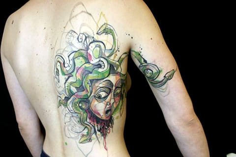 Medusa Gorgon tatovering på siden