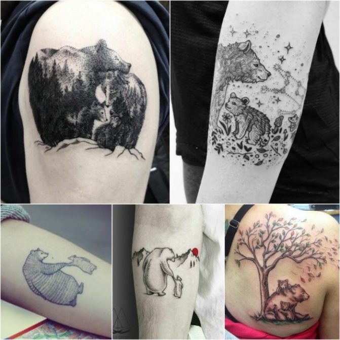 Tatuaggio dell'orso - tatuaggio dell'orso con orsetto