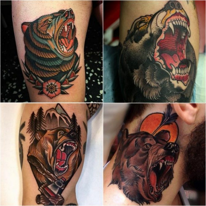 Tattoo beer - tattoo van een brullende beer