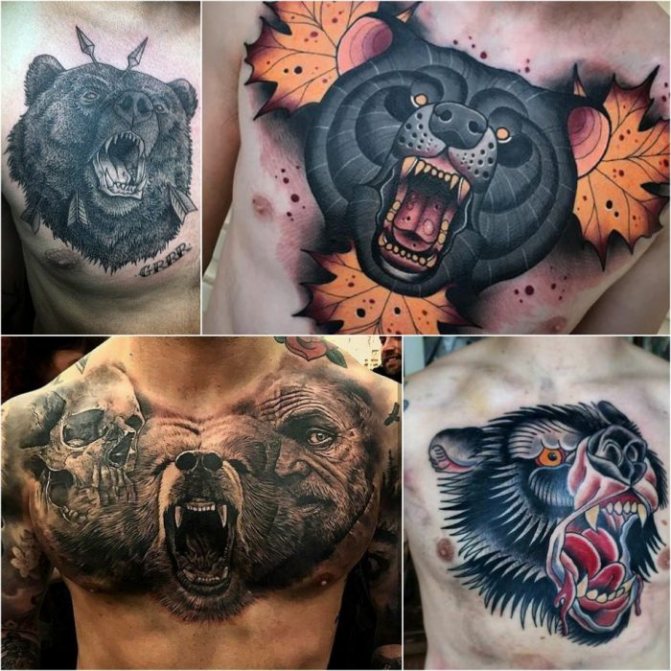 Urso tatuado - urso tatuado no peito - urso tatuado no peito
