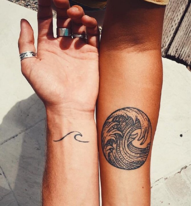 海的纹身 - 两个人的纹身 - 配对的海的纹身