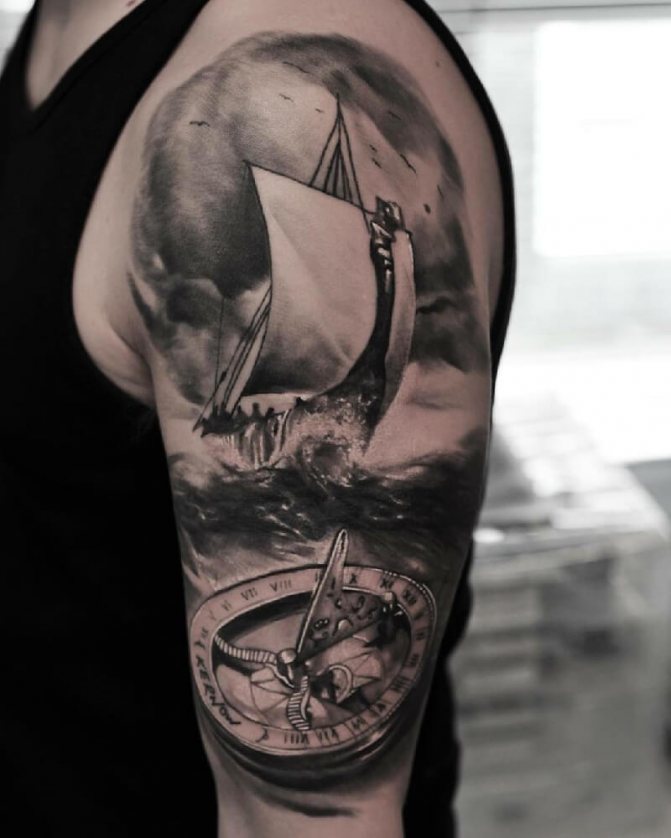 Τατουάζ θάλασσα - Τατουάζ πυξίδα και θάλασσα - Τατουάζ πυξίδα και θάλασσα