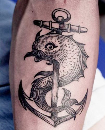 Tattoo marine tema. Fotos, skitser, ærme på ben, arm, læg, ryg, håndled, betydning