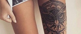 Tatuagem na perna para raparigas. Foto e significado de tatuagens femininas, desenhos, padrões, bonitos, pequenos, originais