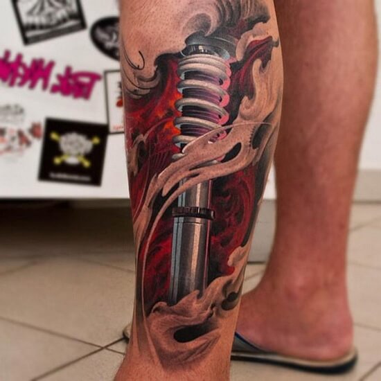 Fotos da tatuagem da perna do homem