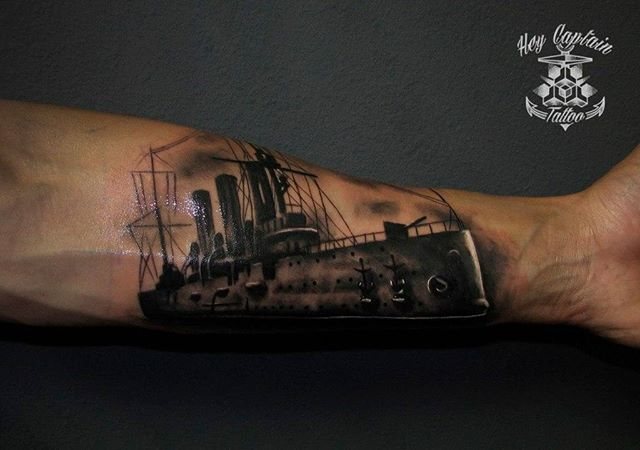 前臂上的纹身 by Studio Tattoo Salon 嘿，队长！你在哪里？