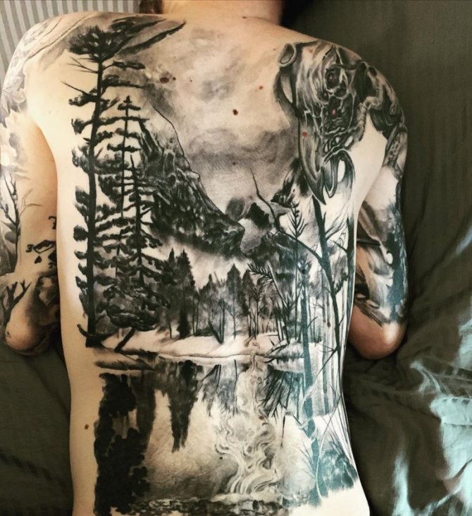 tetoválás erdő kéznél