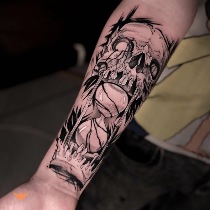 татуировка на ръка от татуировка на голяма риба