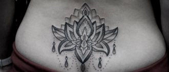 Tetoválás a háton a lányok számára lótusz