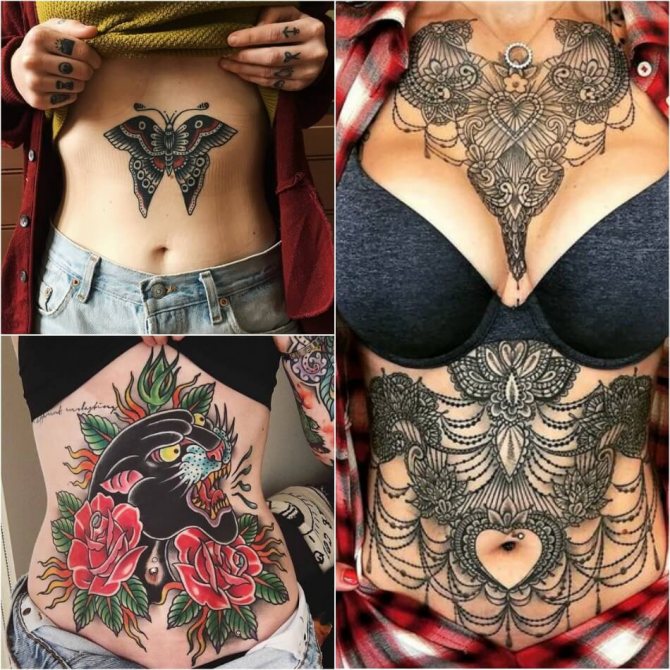 Tatuaż na brzuchu dziewczyny - Kobiety tatuaż na brzuchu