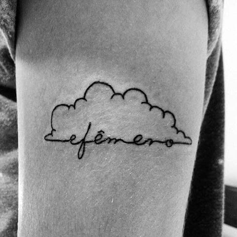 Tattoo wolk met tekst