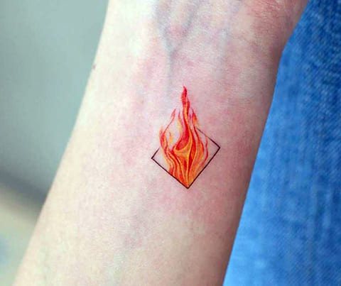 Татуировка огън на китката
