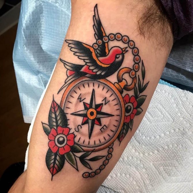 tatoeage oude school kompas