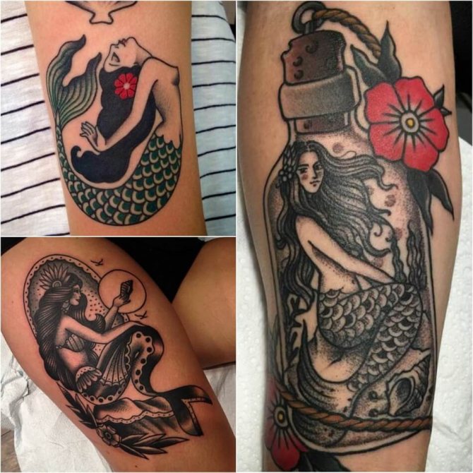 Tetovanie oldskool - Tetovanie Oldskool - Štýl tetovania - Tetovanie Mermaid Oldskool