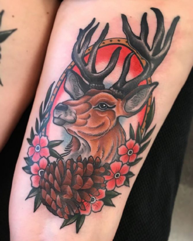 tatuaggio del cervo a portata di mano