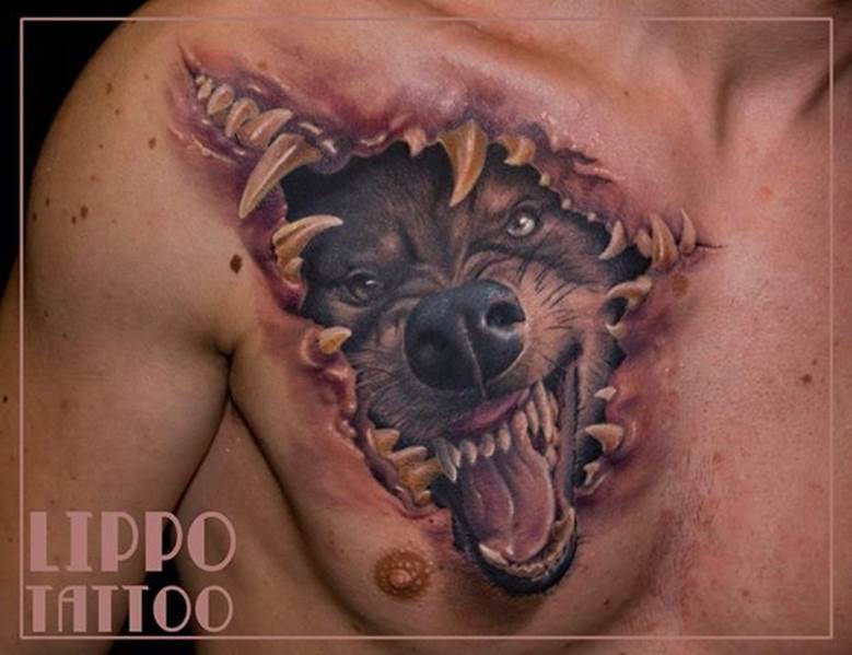 tatuaj wolf grin