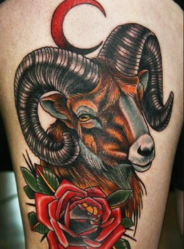 Tatuaggio Ariete per le ragazze. Schizzi, foto, valore sul braccio, collo, gamba, clavicola, schiena, addome