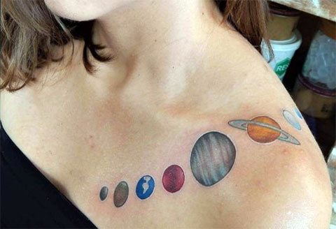 Tatuagem planetária para raparigas
