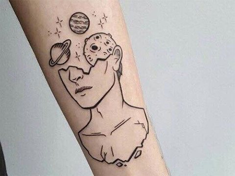 Tattoo planeten bij de hand