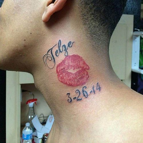 Tatuaggio bacio sul collo per ragazze, uomini. Significato, foto