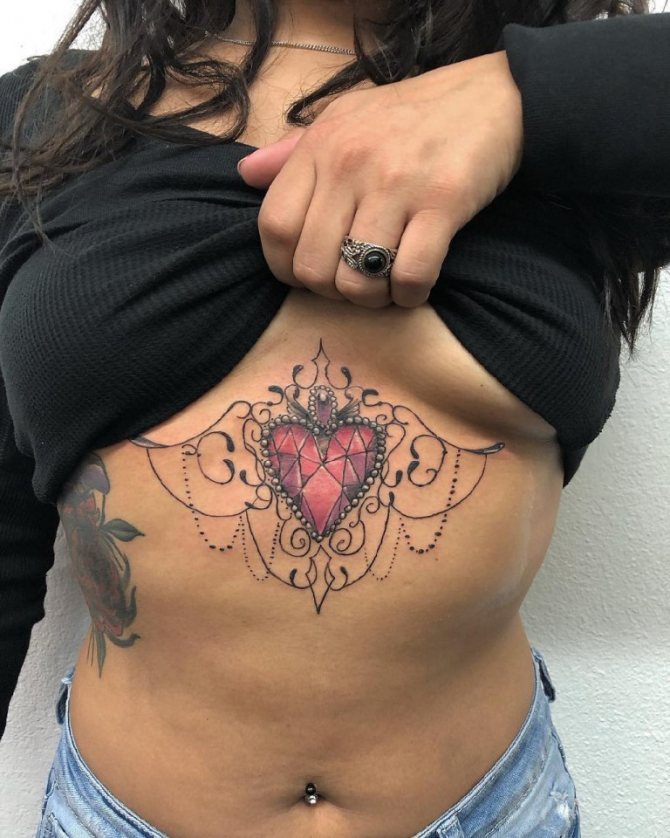 Tetování na dívčích prsou