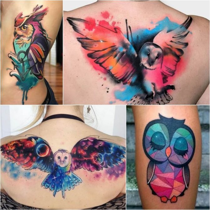 Tatuointi linnut - Tatuointi pöllö - Tatuointi pöllö