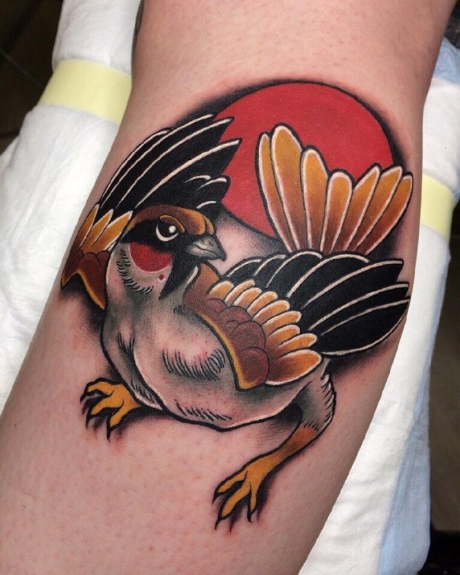 纹身麻雀鸟