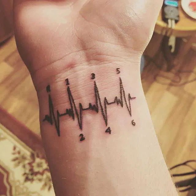 Tatuaggio Pulse sul polso, collo, mano. Schizzo, significato, foto