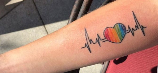 Tetoválás Pulse a csuklón, nyakon, kézen. Vázlat, jelentés, fotó