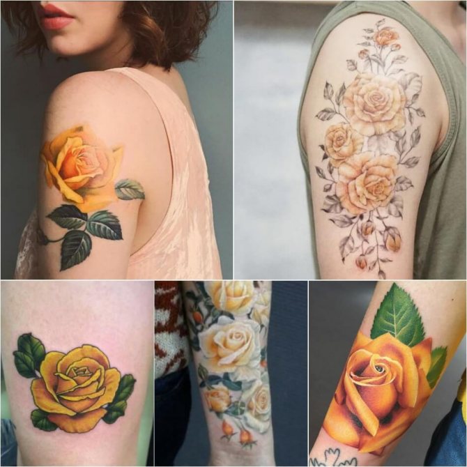 玫瑰纹身 - 玫瑰纹身的颜色含义 - 黄玫瑰纹身
