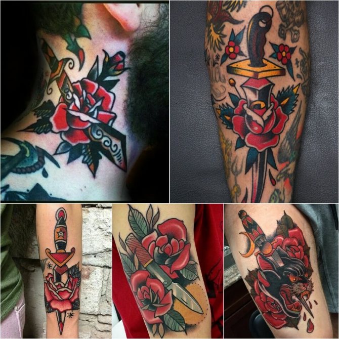 Tattoo Rose - semnificația Tattoo Rose - Tattoo Rose și Dagger - semnificația Tattoo Rose și Dagger