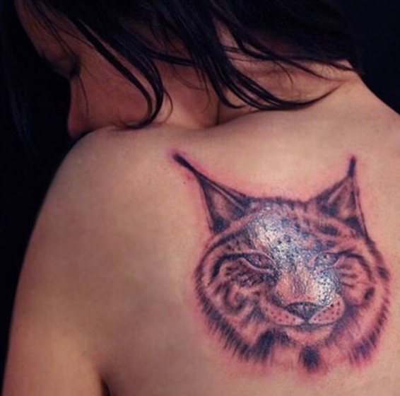Lynx tetoválás a lapockáján