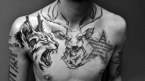 Tetovanie rysa na mužovi