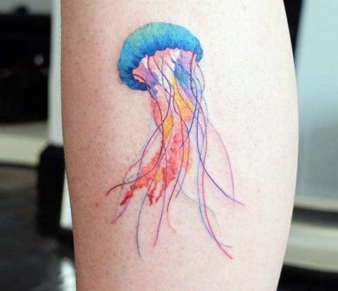 Színes medúza tetoválás