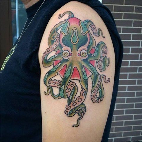 Tatovering af blæksprutte på hånden - billede