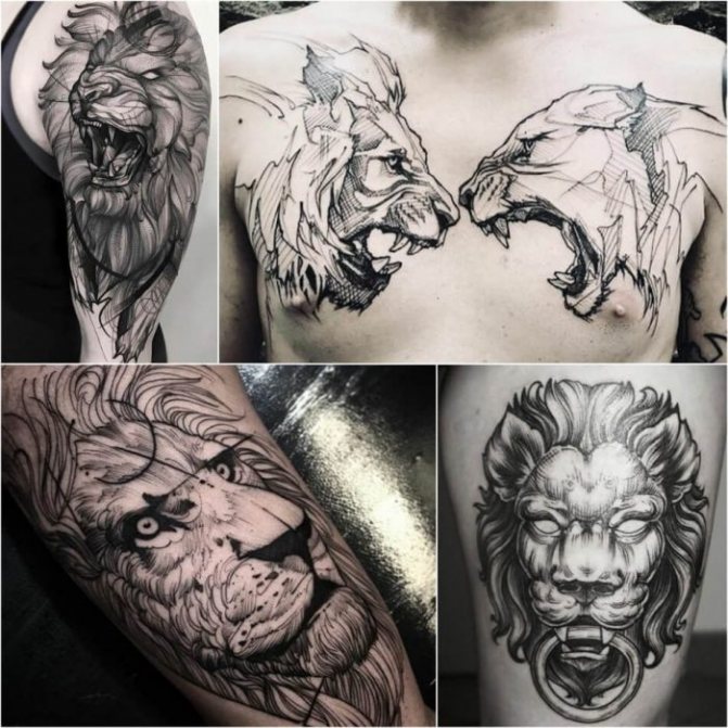 Татуировки с животни - татуировка на лъв - татуировки с диви животни - татуировка с лъв