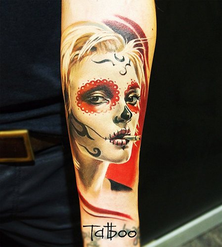 Santa Muerte tatuiruotė moterims, vyrams. Reikšmė, dizainas, nuotraukos