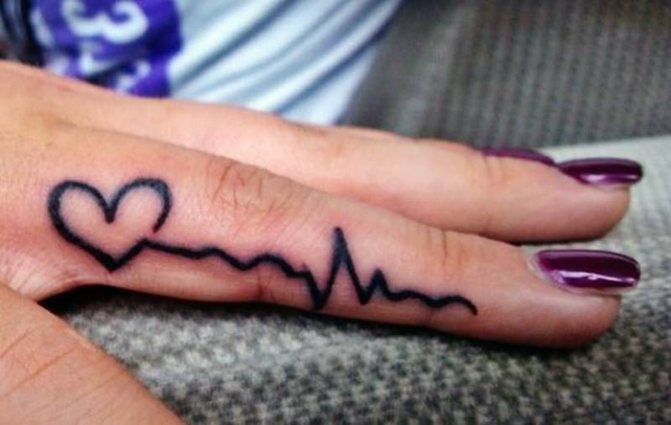 Τατουάζ μιας καρδιάς σε ένα δάχτυλο. Σημασία, τι σημαίνει, σκίτσα, φωτογραφίες