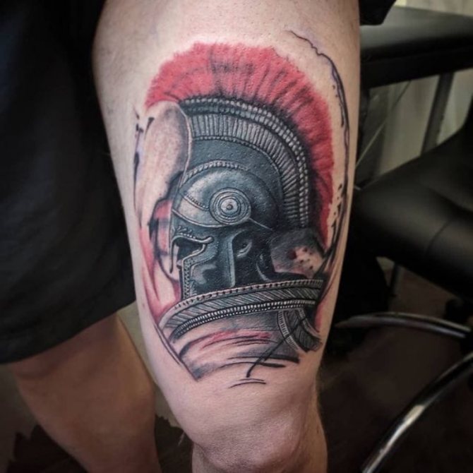 Spartan hjelm tatovering betydning