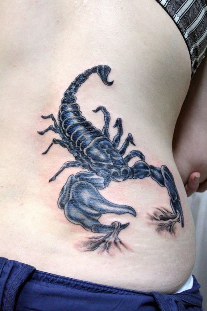 Tatuaggio scorpione sul lato