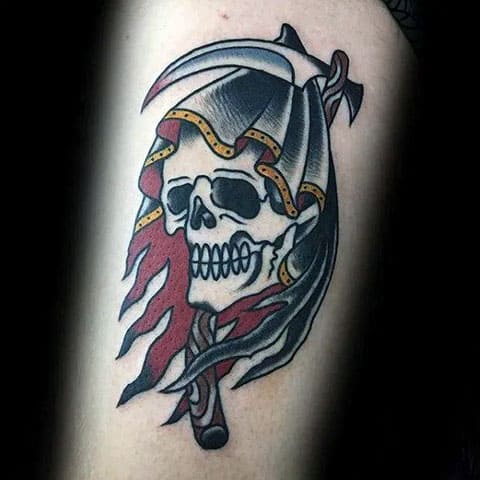 Tattoo van de dood met een zeis